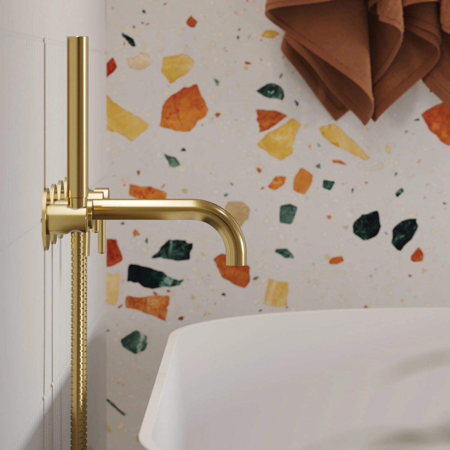 Baterie cada încastrată Omnires Y (Pipa 22-23 cm) Brushed Gold — 4