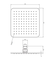 Pălărie duș Omnires Slimline WG220-OGR 20x20 cm