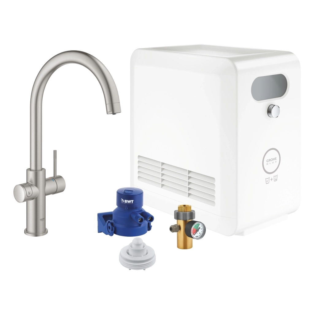 Смеситель кухонный с фильтром, системой охлаждения и газирования воды Grohe Blue Professional C-spout 31323DC2