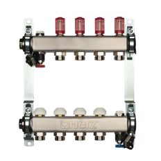 Set Distribuitor inox HERZ 1 la 8 cai cu debitmetru