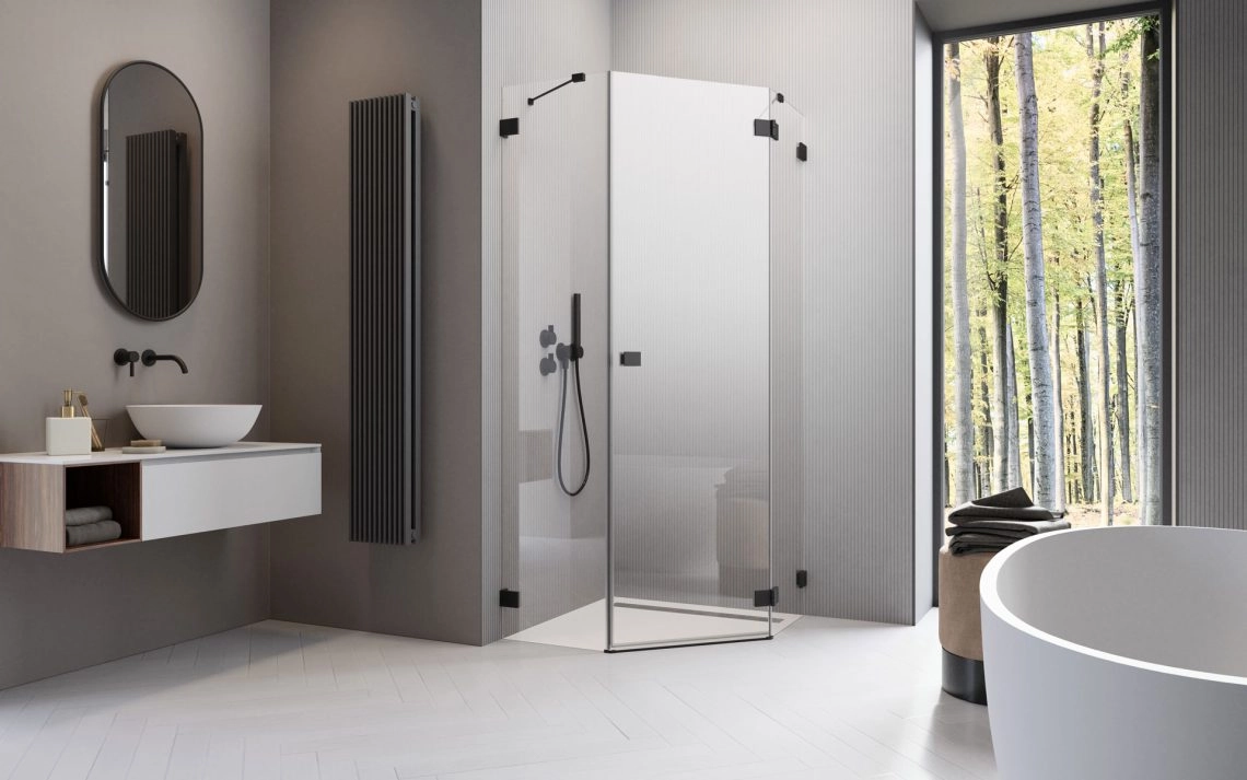 Cabina dus Radaway Essenza Pro Black PTJ 90x90 h=200 Stânga
