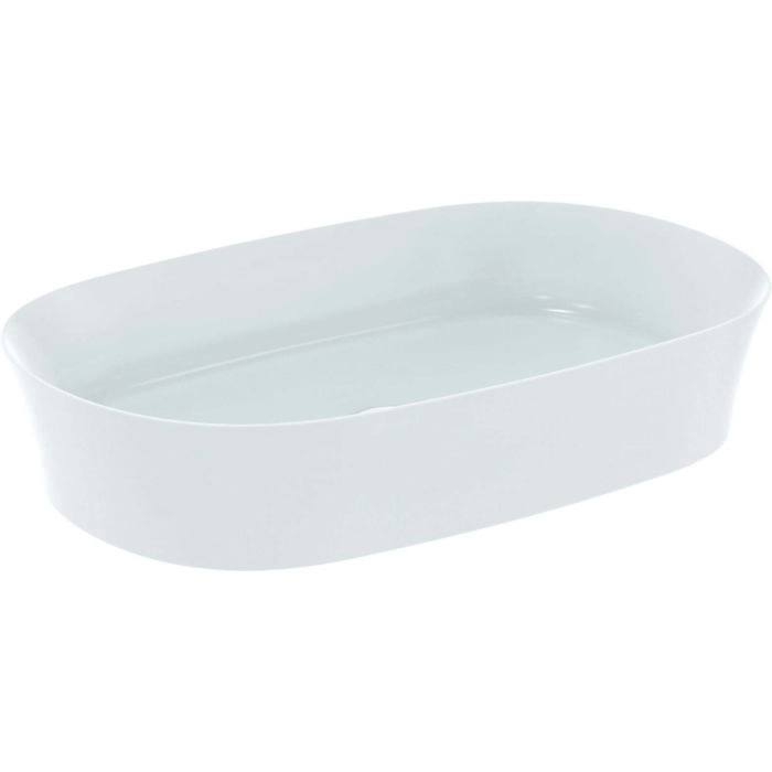 Lavoar pe blat tip bol Ideal Standard Atelier Ipalyss Oval 60x38cm fara preaplin Alb Satinat(E1396V1)