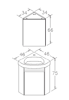Mobilier de baie ORKA Zag 45 Mat beyaz Iake