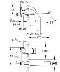 Baterie încastrată lavoar Grohe Bauedge OHM 20474001