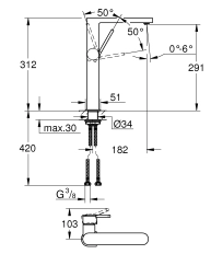 Смеситель для раковины высокий Grohe Plus XL 32618003