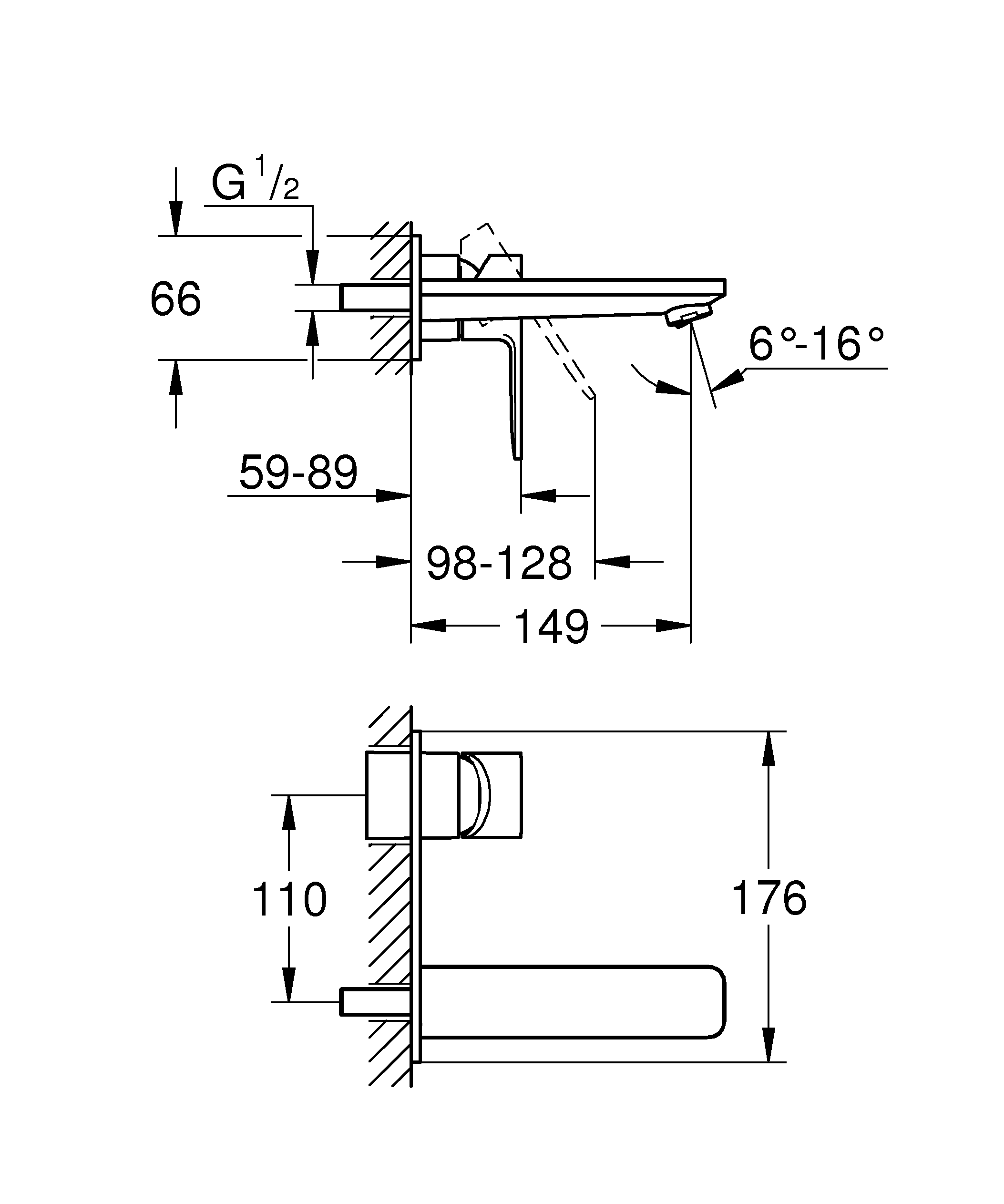 Baterie încastrată lavoar Grohe Lineare M — vedere 2
