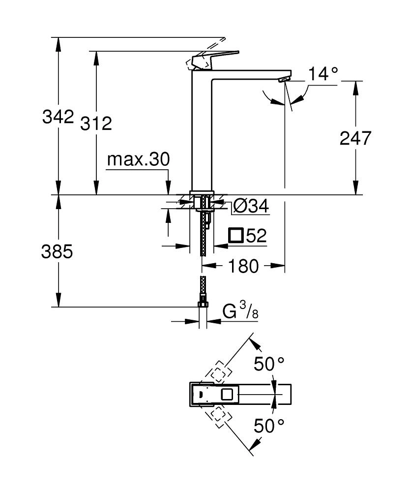 Baterie lavoar înalt Grohe Eurocube XL 23406000