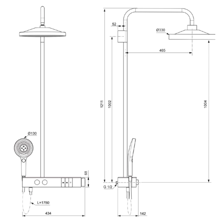 Coloana duș termostatată Ideal Standard Solos Chrome — vedere 7