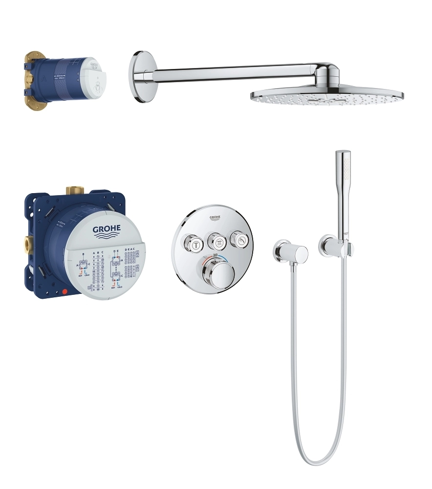 Set de duș îngropat termostatat Grohe Grohtherm Smartcontrol 310 plus corp instalare