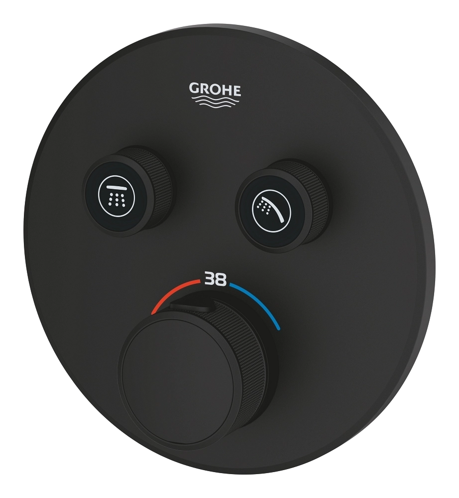 Baterie duș încastrată termostatată 2 cai Grohe GRT Smartcontrol Phantom Black 29507KF0
