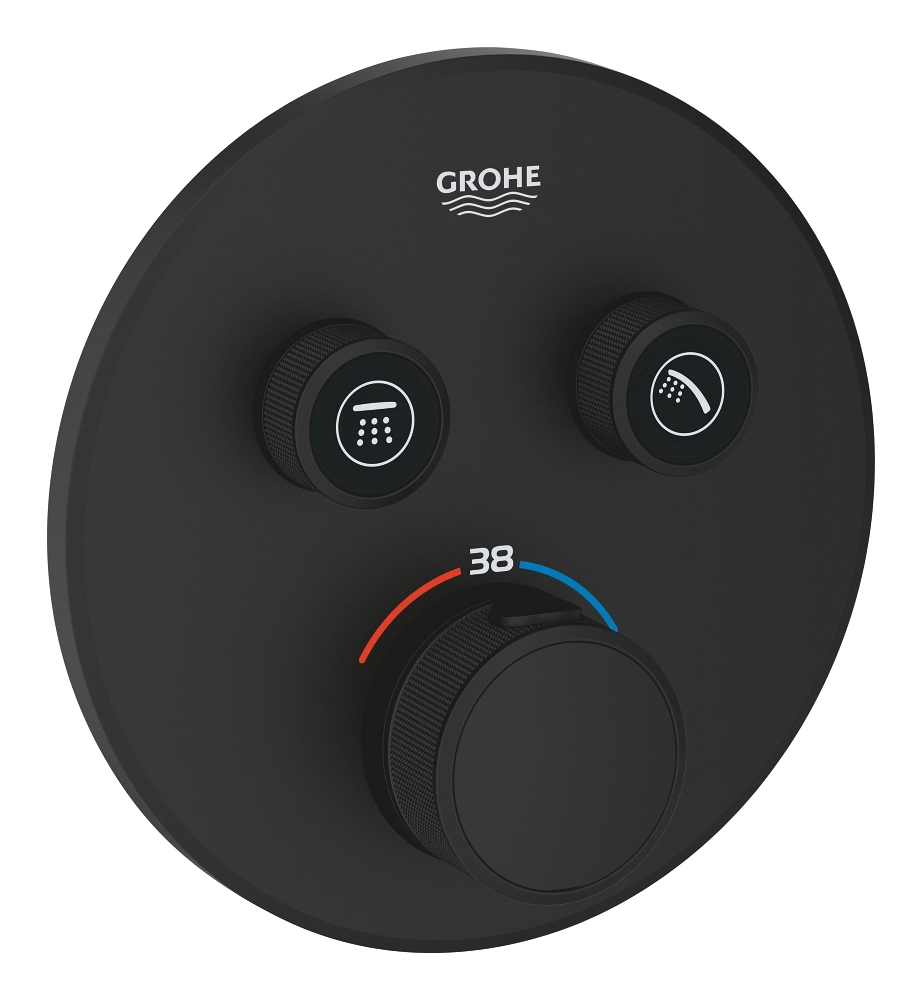 Baterie duș încastrată termostatată 2 cai Grohe Grohtherm Smartcontrol Phantom Black