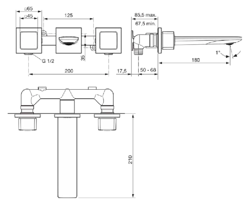 Baterie încastrată lavoar Ideal Standard Atelier Conca - dubla comanda — 3