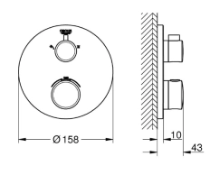 Baterie duș încastrată termostatată 2 cai Grohe GRT 1022082430