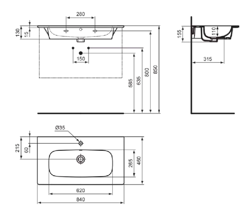 Lavoar pentru mobilier Ideal Standard i.Life A 84x46 cm — 4