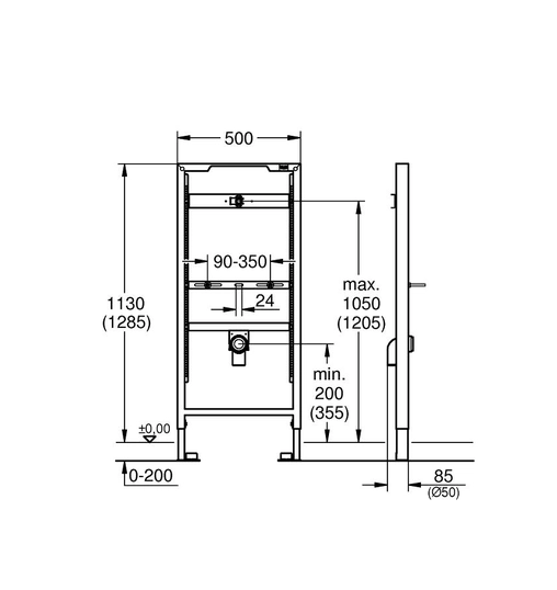 Инсталляция для подвесного писсуара Grohe Rapid SL (38517001) — вид 2