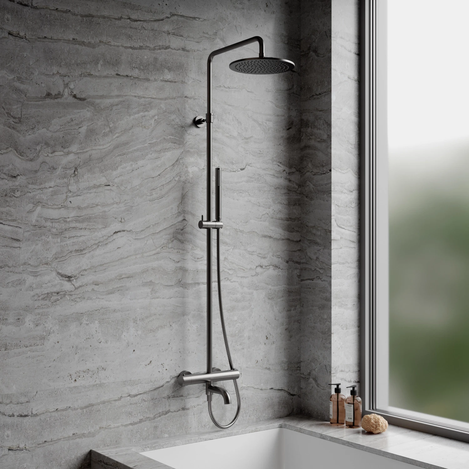 Coloana duș/cada termostatată Omnires Y Brushed Graphite — vedere 2