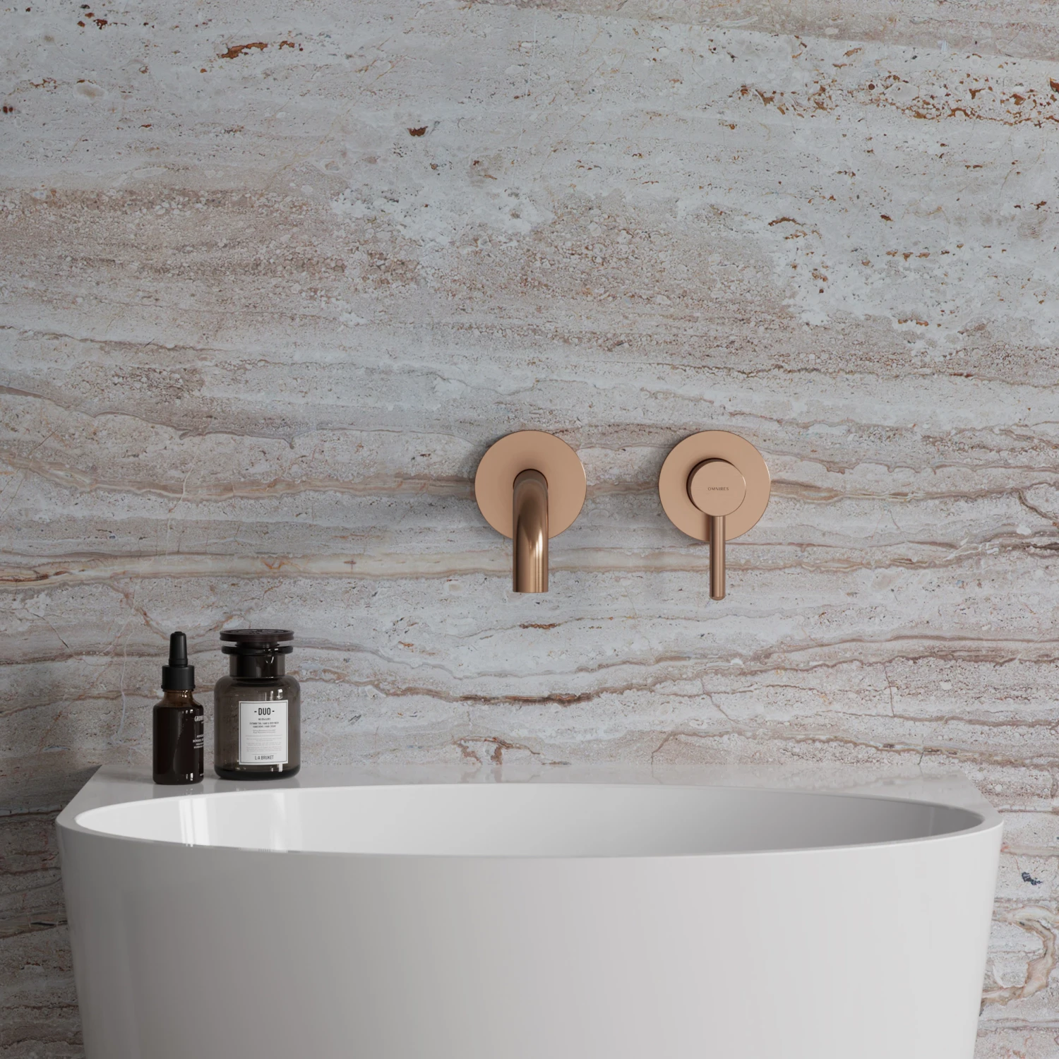 Baterie încastrată lavoar Omnires Y (19-21 cm) Brushed Copper + corp instalare — 2