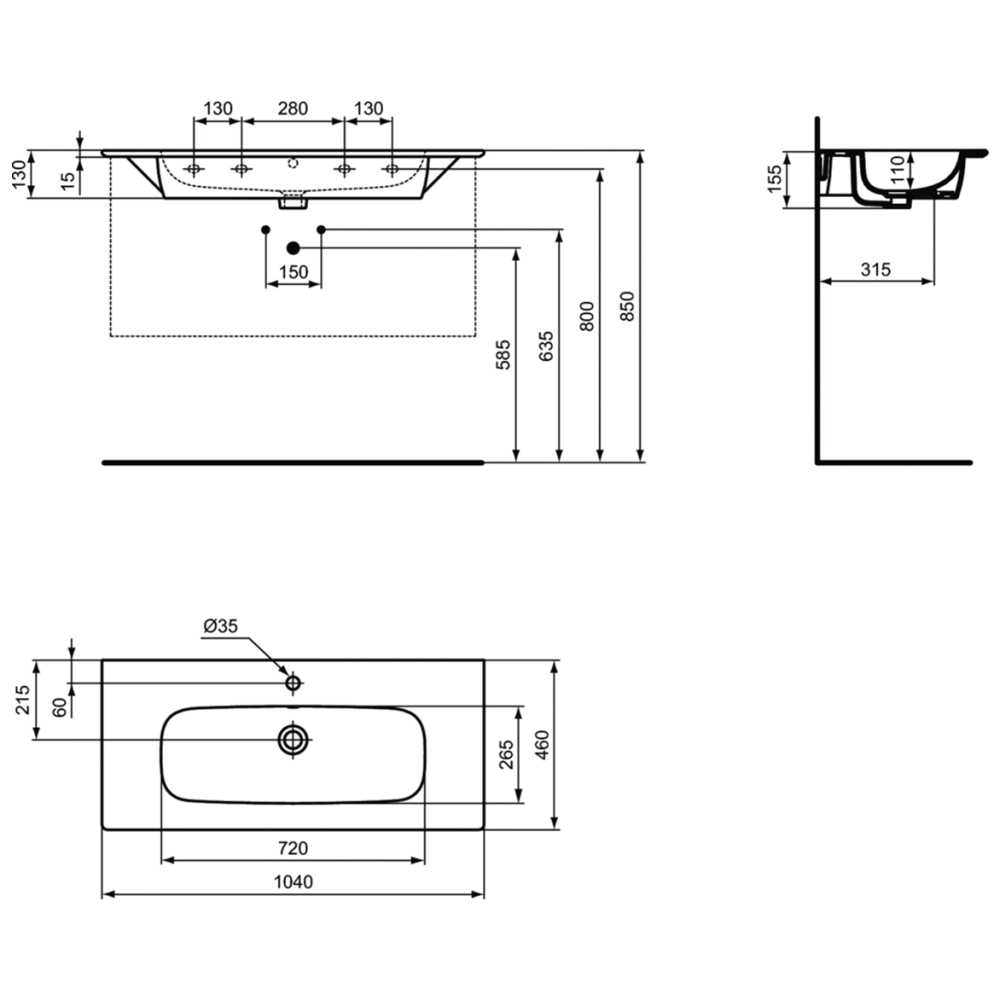 Умывальник для мебели Ideal Standard i.Life A 104x46 cm — вид 4