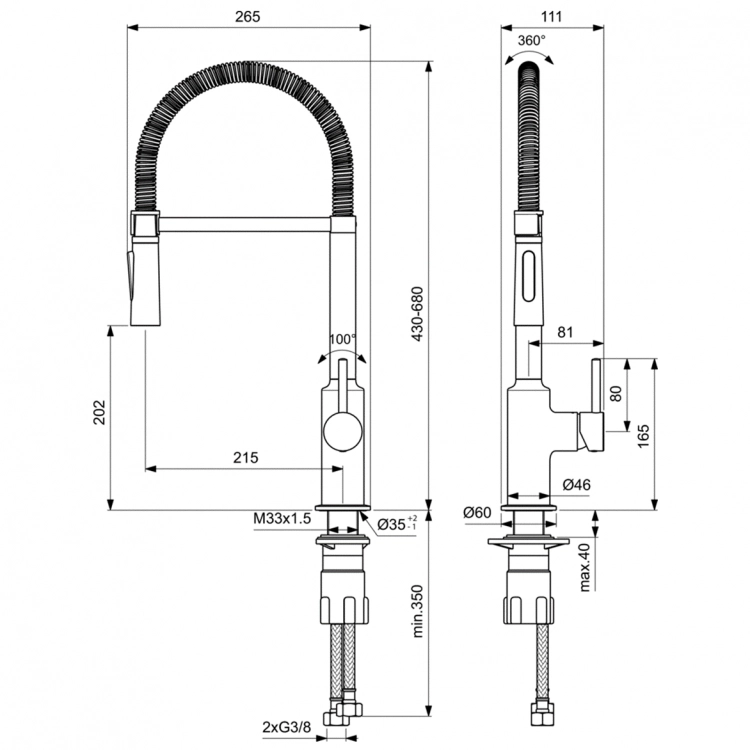 Baterie bucătărie cu pipa flexibila Ideal Standard Ceralook BC302AA