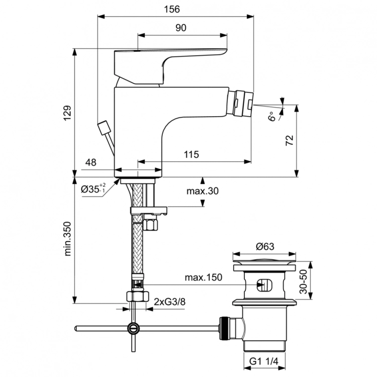 Смеситель для биде Ideal Standard Ceraplan III Slim — вид 2