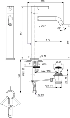 Смеситель для раковины высокий Ideal Standard Atelier Joy Magnetic Grey BC781A5