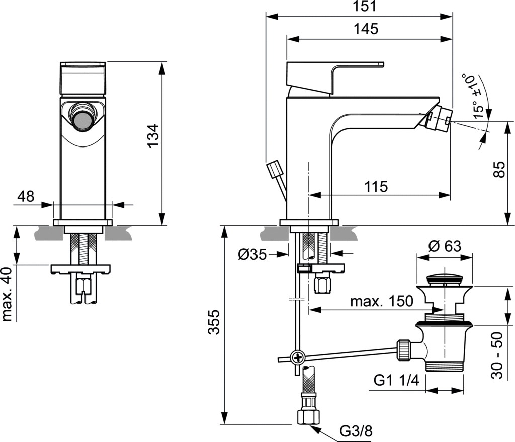 Baterie bideu Ideal Standard Edge — 2