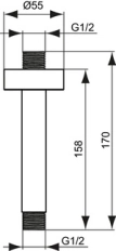 Кронштейн верхнего душа потолочный Ideal Standard IdealRain B9446AA 15 см
