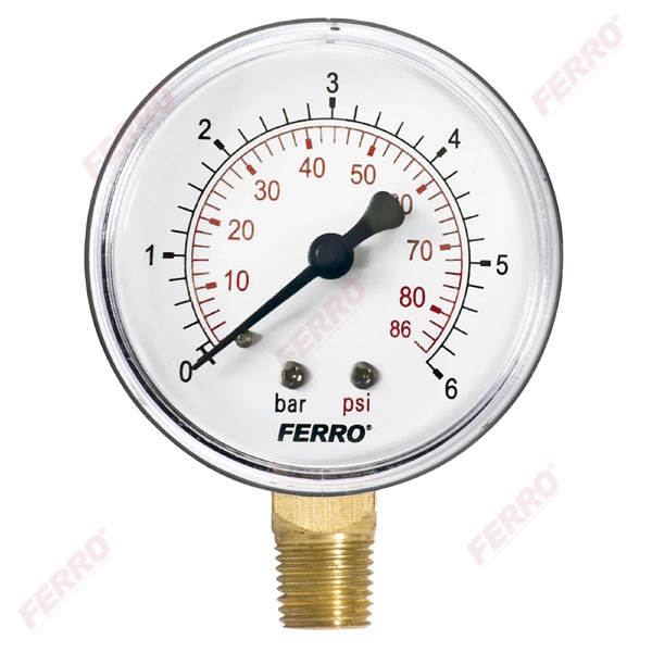 Манометр радиальный 63mm* 1/4" 0-6 bar Ferro M6306R