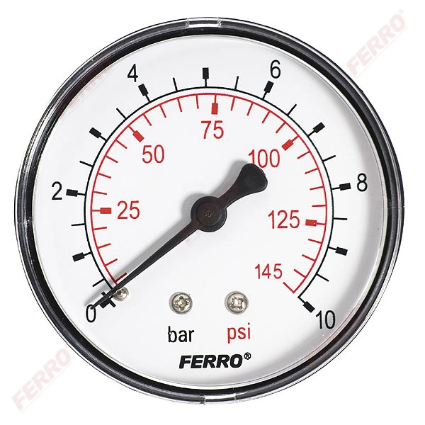 Manometru 63mm* 1/4" orizontal 0-10 bari Ferro M6310A