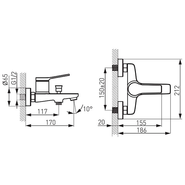 Смеситель для ванны Ferro Stratos Black BSC1BL — 2