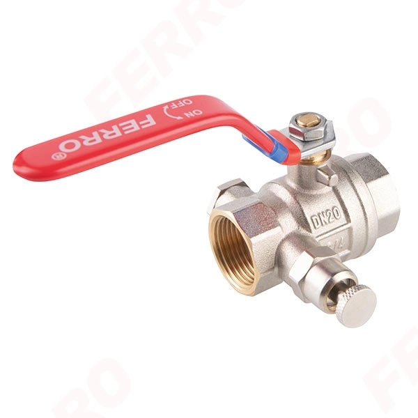 Шаровой кран с ручным деаэратором и пробкой Ferro F-POWER 1/2″ FF KFPO1