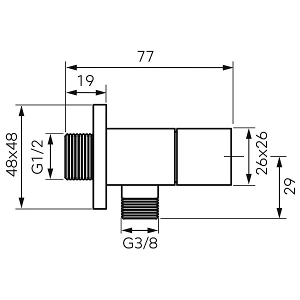 Угловой кран с керамической головкой Ferro 1/2x1/2 Z294 — 2