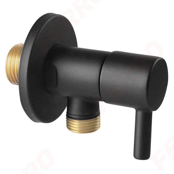 Robinet coltar ceramic Ferro 1/2x1/2 Rotondo negru Z296-BL