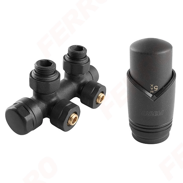 Set robinet tur/retur Ferro 1/2 ZTD30AT coltar negru