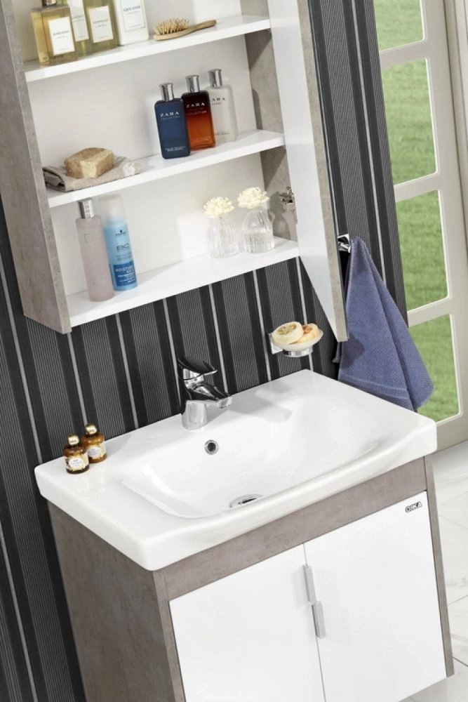 Зеркало с шкафчиком ORKA Luna 65 Grey — вид 2