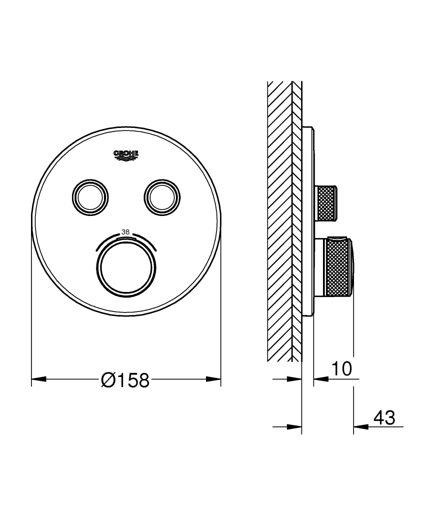 Baterie duș încastrată termostatată 2 cai Grohe GRT Smartcontrol Warm Sunset 29119DA0