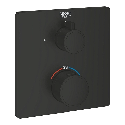 Baterie duș încastrată 2 cai termostatată Grohe GRT Square Dus cu 2 cai Phantom Black 1022152430