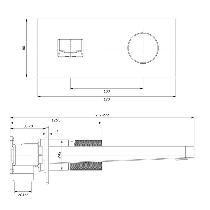 Baterie încastrată lavoar Omnires Contour Chrome + corp instalare — 4