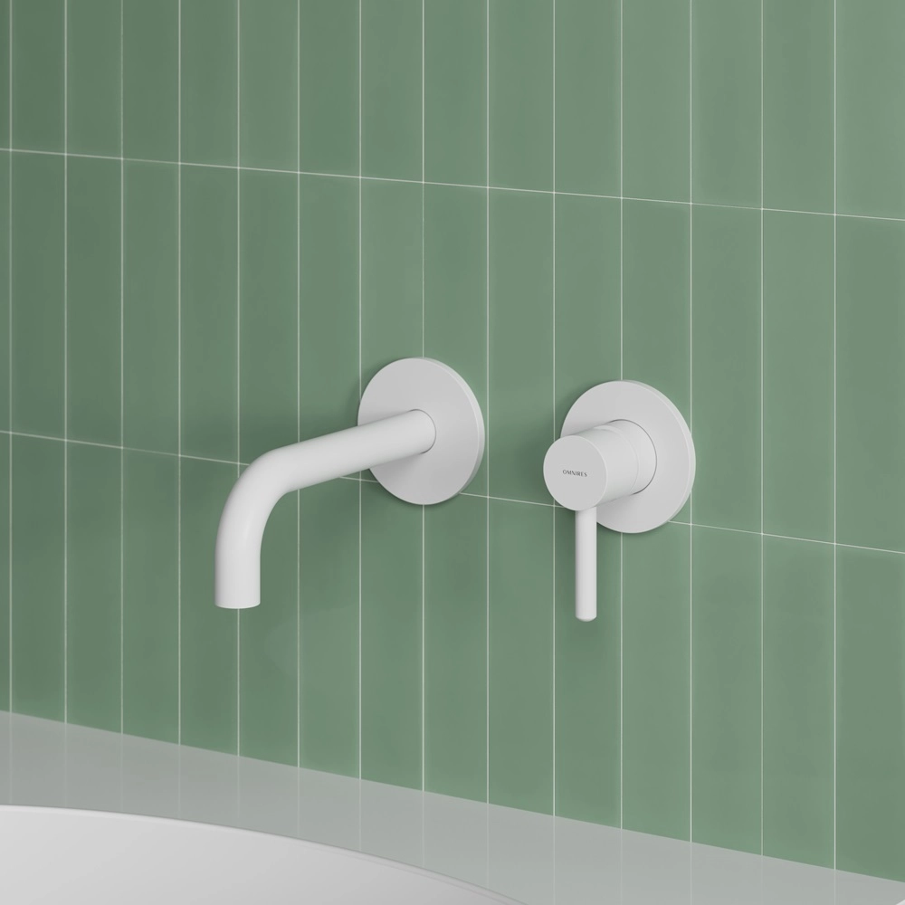 Baterie încastrată lavoar Omnires Y (Pipa 16-18,5 cm) Matt White + corp instalare — 2