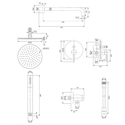 Душевой комплект Omnires Y Chrome + монтажный корпус — 2