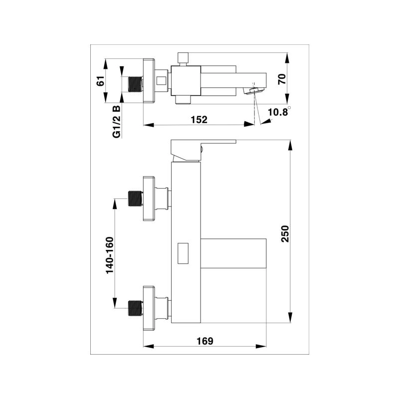 Смеситель для ванны Herz SQ Black q30B — 2
