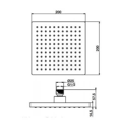Верхний душ Herz SQ a54B 200x200 Chrome — 2