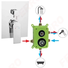 Встраиваемый смеситель для душа 2 режима (+ монтажная часть) Ferro SQUARE BAQ7P3BOX