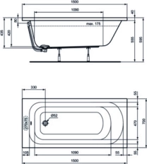Ванна акриловая Ideal Standard Simplicity 150x70 W004201