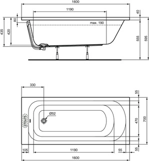 Cada acril Ideal Standard Simplicity 160x70 W004301