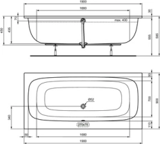 Cada acril Ideal Standard i.life Duo 190x90 T476501
