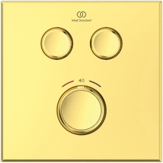 Baterie duș încastrată termostatată 2 cai Ideal Standard Ceratherm Navigo Brushed Gold A7302A2