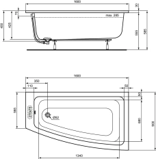 Cada acril asim. Ideal Standard I.Life 160x90 Dr T476901