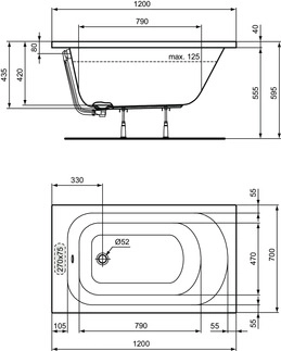 Ванна акриловая Ideal Standard Simplicity 120x70 W004001