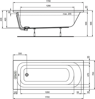 Ванна акриловая Ideal Standard Simplicity 170x70 W004401